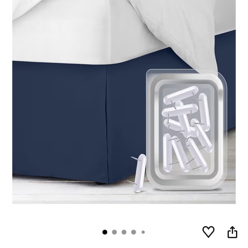 Empyrean Navy Bed Skirt Dust Ruffle with Pins, Twin XL, NEW IN PACKAGE